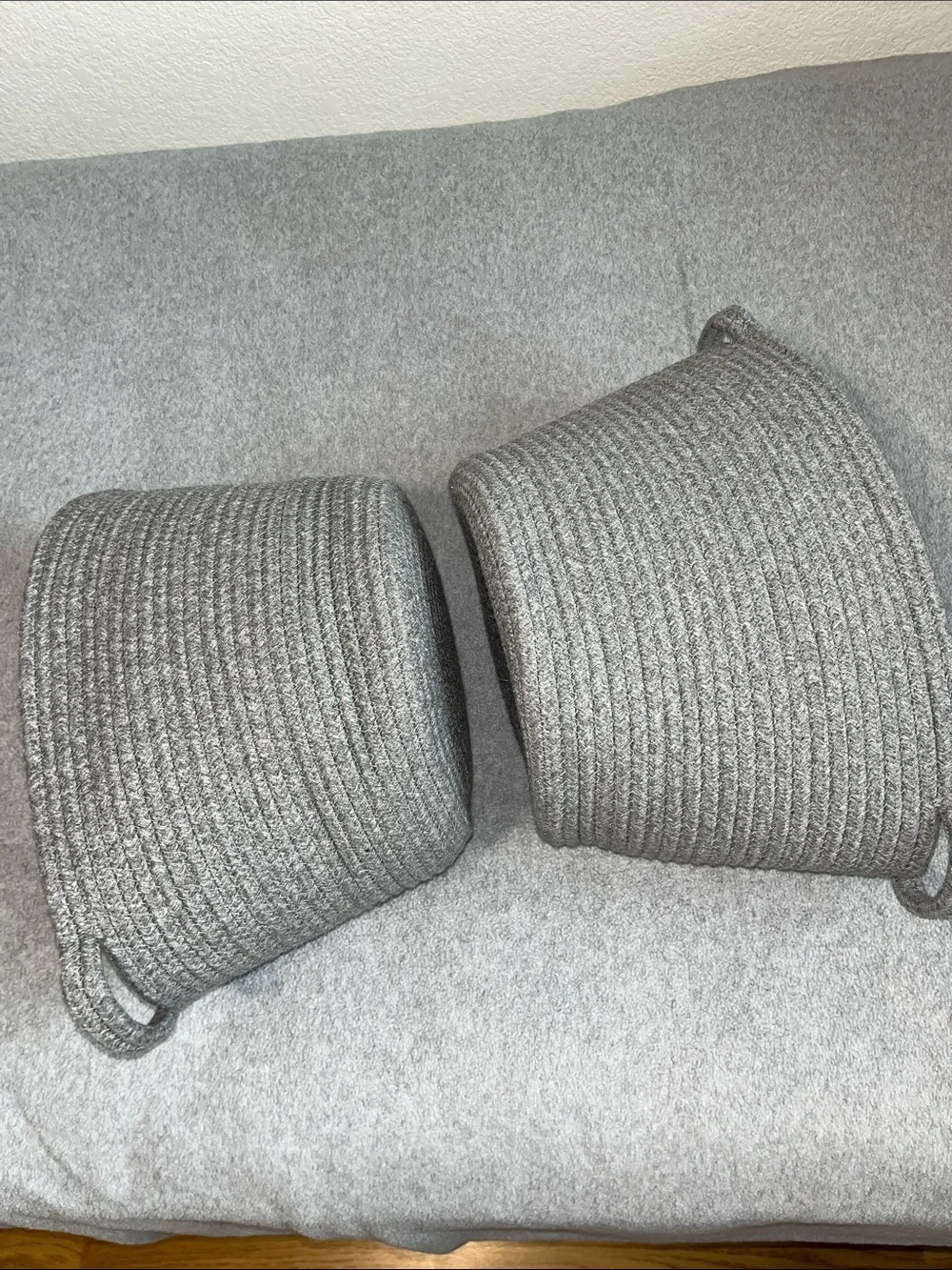 Round Yarn Basket Bundle Lot Gray Cottagecore Container Boho Bins
